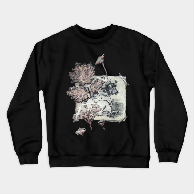 Cow and Cow Parsnip Crewneck Sweatshirt by Animal Surrealism